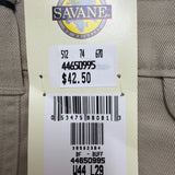Savane Mens Khaki Cotton Classic Fit Pants No Wrinkles Stain Free Process Sz 44