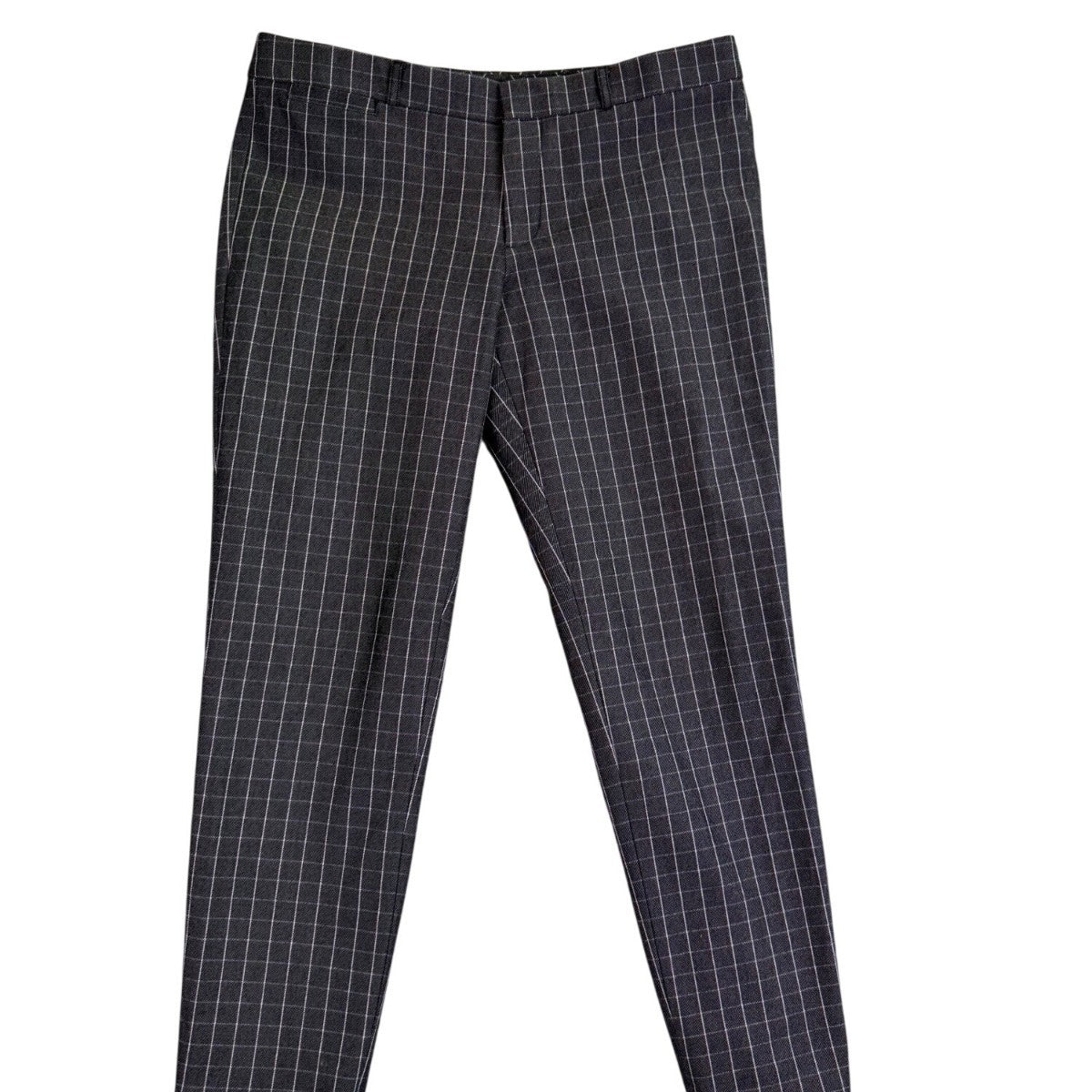 Banana Republic Womens Black Gray Dress Pants Windowpane Print Size 10