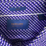 Fairlane Mens Blue Stretch Slim-Fit Patterned Button-Up Shirt Size M
