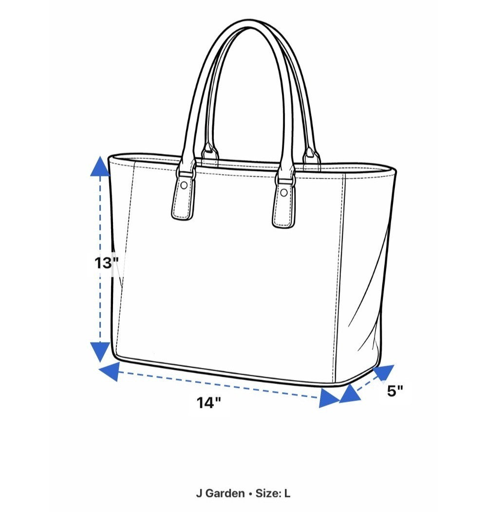 J Garden Unisex Beige Fabric Butterfly Pattern Zipper Closure Tote Bag