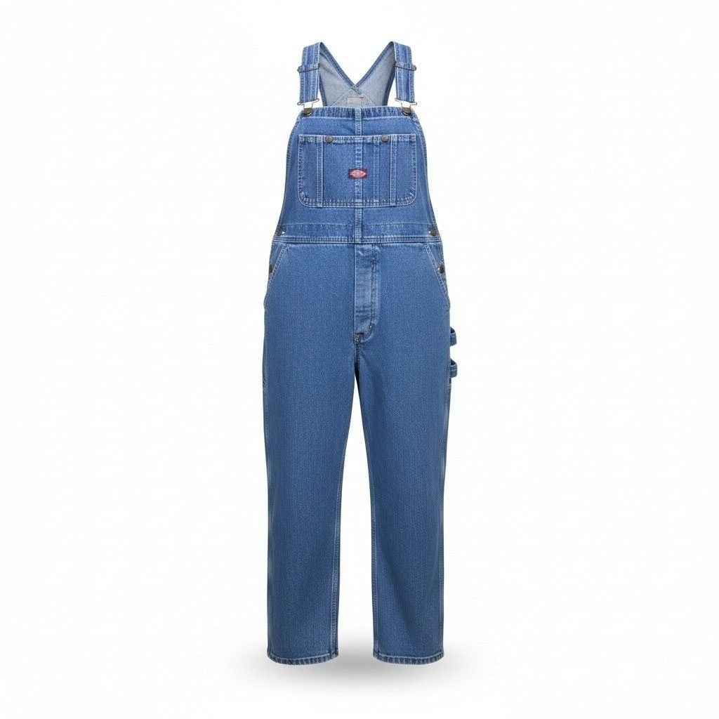 Dickies Mens Blue Denim Workwear Relaxed Fit Bib Overalls Sz 30x30