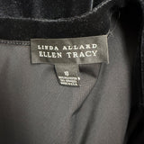 Linda Allard Ellen Tracy Womens Black Velvet Button Down Long Cardigan Size 10