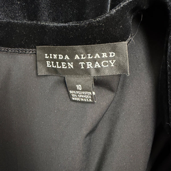 Linda Allard Ellen Tracy Womens Black Velvet Button Down Long Cardigan Size 10