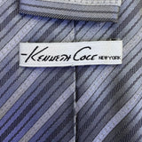 Kenneth Cole Mens Grey/Blue Silk Handmade Striped Tie Business Formal