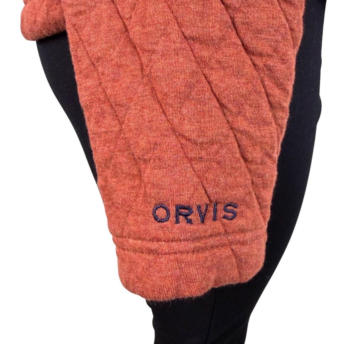 Orvis Womens Rust Quilted Crew Neck Pullover Sweatshirt W/ Button Detail Sz S