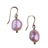 Gold Tone Womens Baroque Pearl 925 Sterling Silver Hook Drop Earrings Handmade