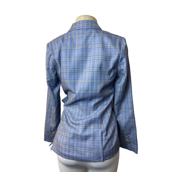 SOHO by Stephanie Horne Women's Blue and Gray Plaid Blazer Sz S