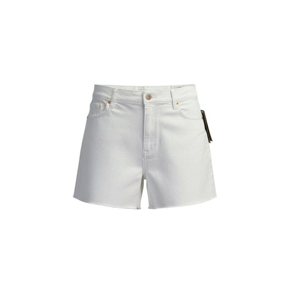 Loft Womens White Cotton Blend Frayed Hem Denim Shorts Casual Summer Size 32/14