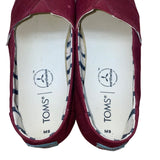 Toms Women’s Burgundy Canvas Striped Lining Casual Classic  Slip-On Shoes Size 9
