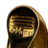 Monet Womens Gold Tone Ribbed Clip-On Hoop Earrings Vintage Crescent Style