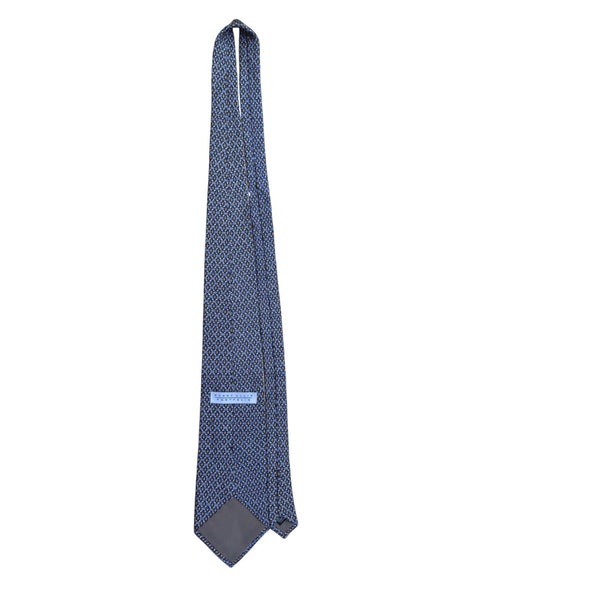Perry Ellis Portfolio Mens Blue & Gold 100% Silk Geometric Pattern Necktie
