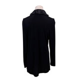 Chicos Womens Black Ruffled Embellished Travelers Cardigan Open Front Size 1