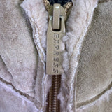 Express Womens Beige Faux Leather Sherpa Lined Zip-Up Vest Size XS