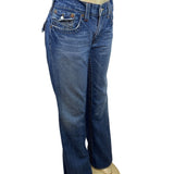 True Religion Womens Embroidered Bootcut Jeans Section Billy Medium Wash