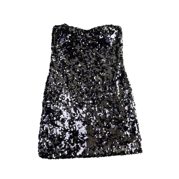 As U Wish Womens Black Sequin Strapless Mini Dress Size M