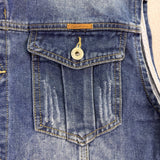 Faxikio Mens Blue Denim Vest Jacket Cotton Blend Casual Lightweight Size XL