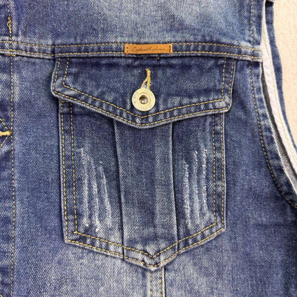Faxikio Mens Blue Denim Vest Jacket Cotton Blend Casual Lightweight Size XL