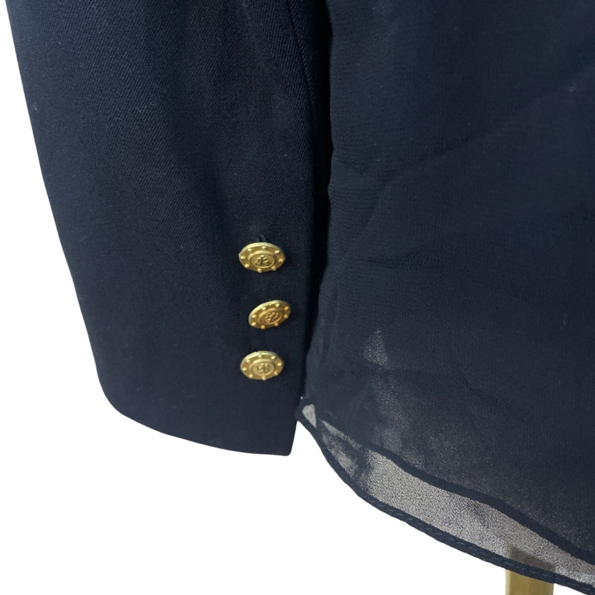The Base Women's Black Blazer Gold Button Detail
