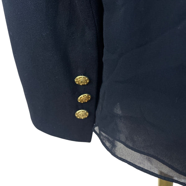 The Base Women's Black Blazer Gold Button Detail
