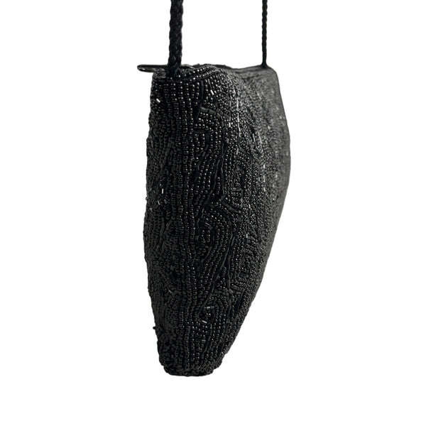 Valerie Stevens Women's Black Beaded Shoulder Purse Sz S
