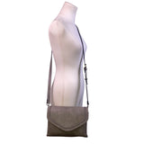 Jen & Co Women’s Gray Faux Leather With Adjustable Strap Crossbody Bag