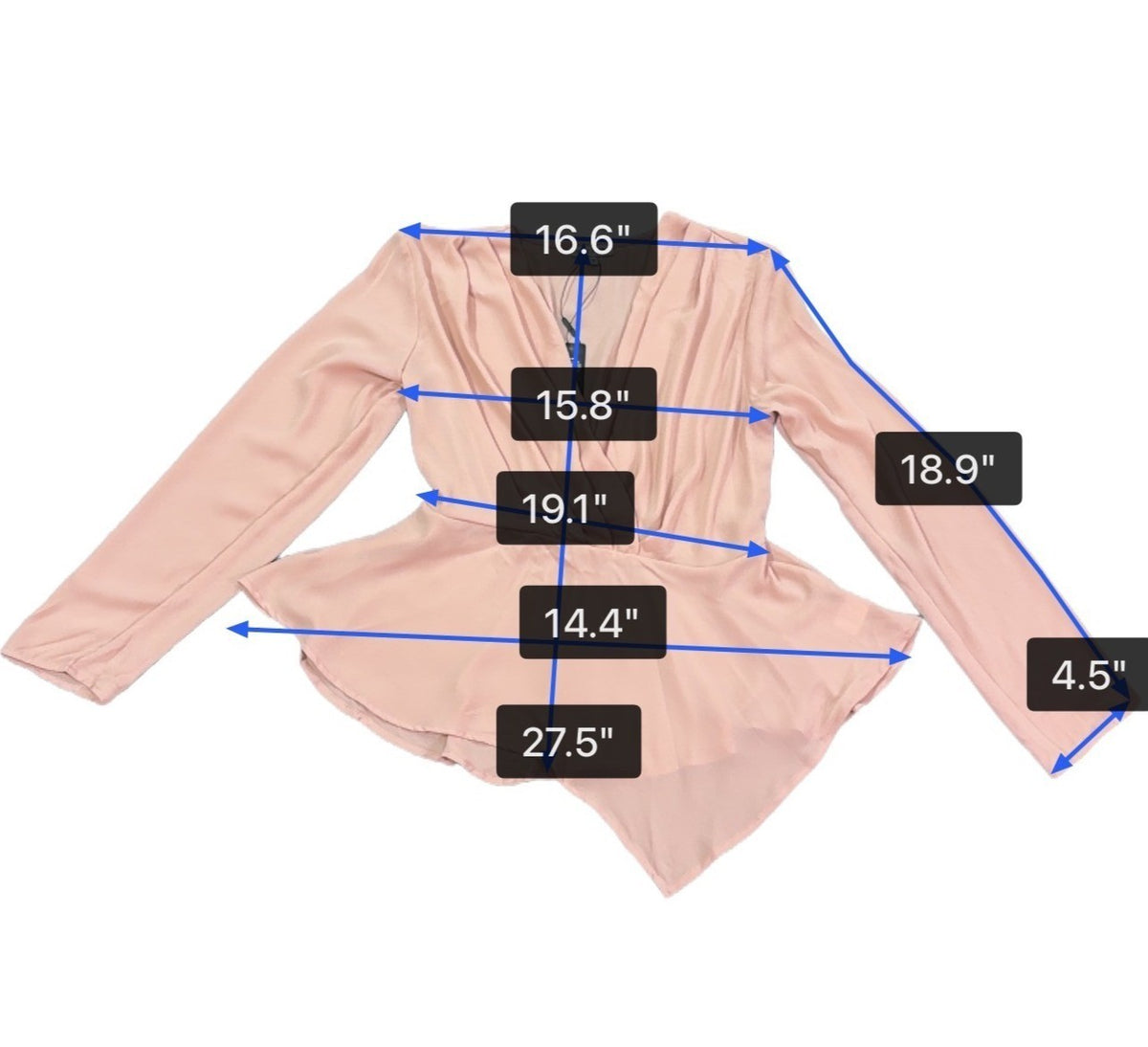 Fashion Nova Womens Pink Long-Sleeve Blouse Draped Front Flowy Hem Sz L