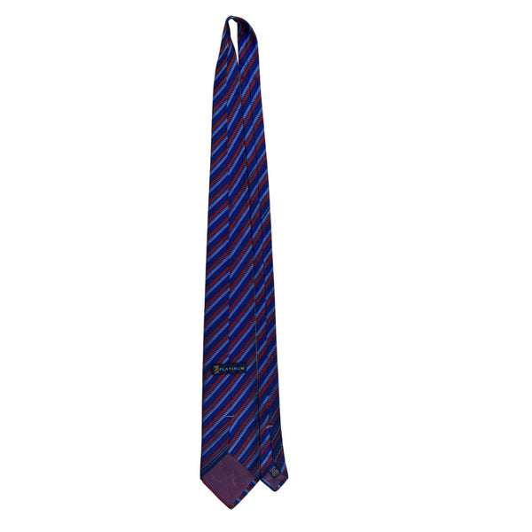 XMI Platinum Mens Red & Blue Silk Handmade Tie Imported From England