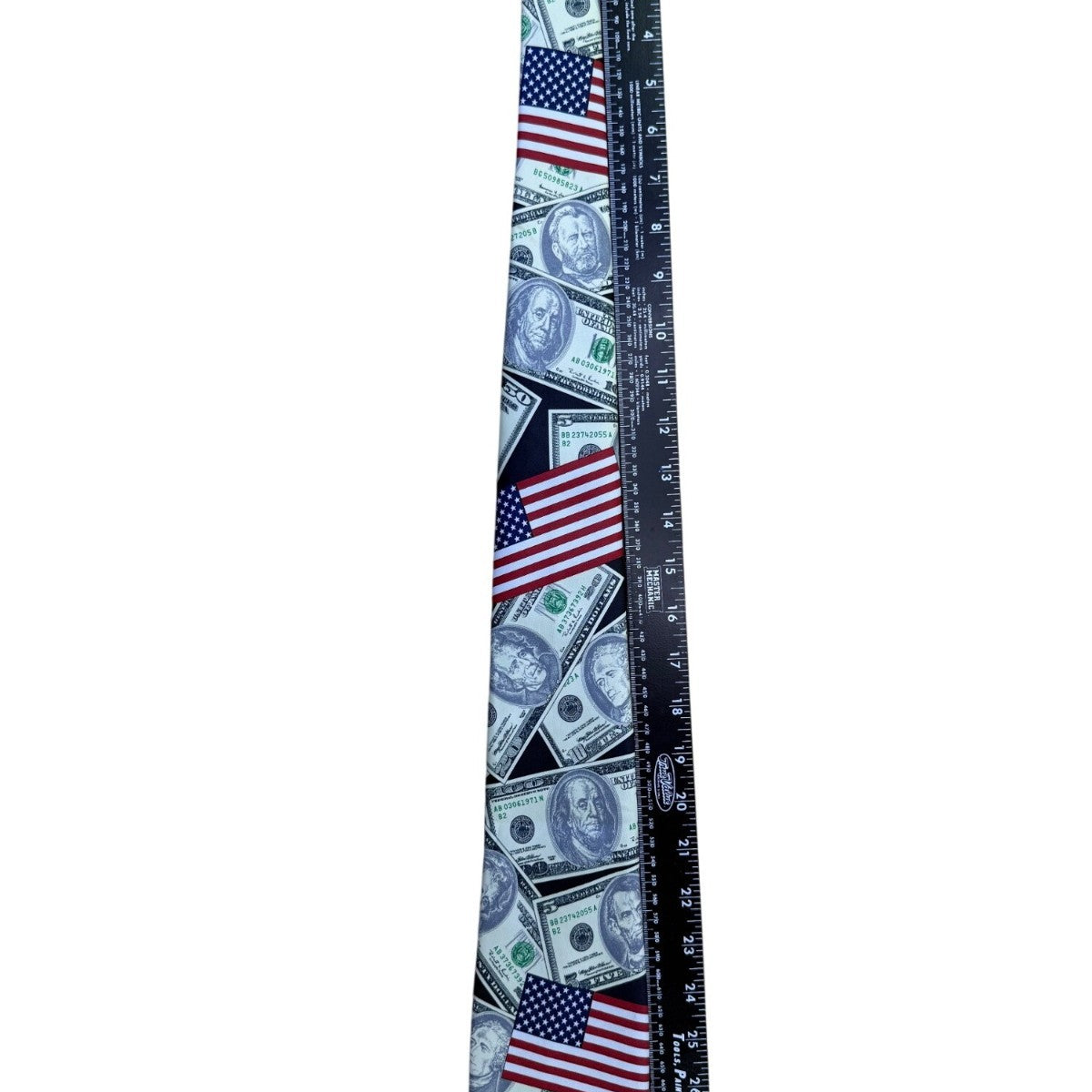 Rene Chagal Mens Multicolor Novelty Money & American Flag Tie