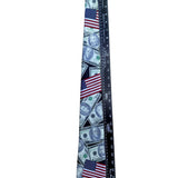 Rene Chagal Mens Multicolor Novelty Money & American Flag Tie