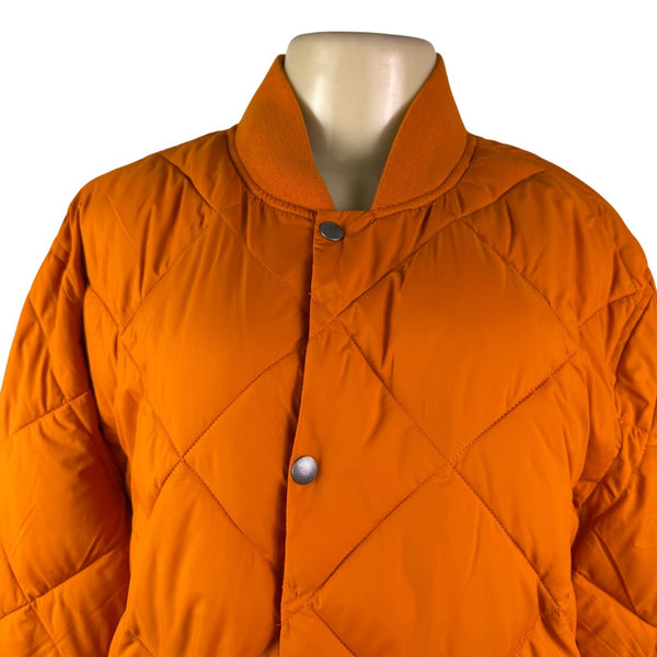 Lucky Brand Womens Orange Quilted Jacket Water-Resistant Durable Size L