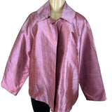 Nina McLemore Metallic Pink Jacket Long Sleeves Wide Collar Hidden Front Women