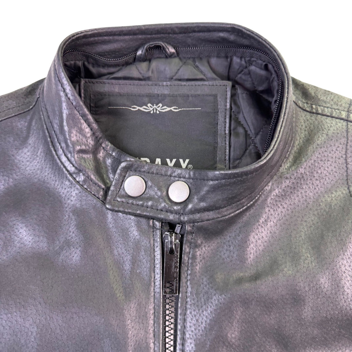 T-Traxx Mens Black Leather Jacket Zip-Up Quilted Lining Motorcycle Style Sz M