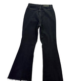 PacSun Womens Black Denim Flared Jeans Frayed Hem High Waist Contrast Stitching