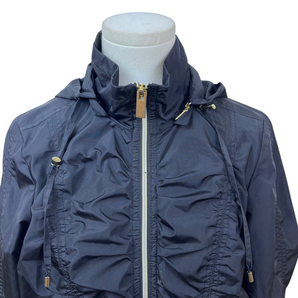 Alfani Petite Womens Black Lightweight Polyester Jacket Full Zip Hood Size P/S