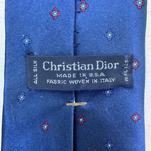 Christian D Mens Blue Silk Patterned Tie All-Season Elegant Design