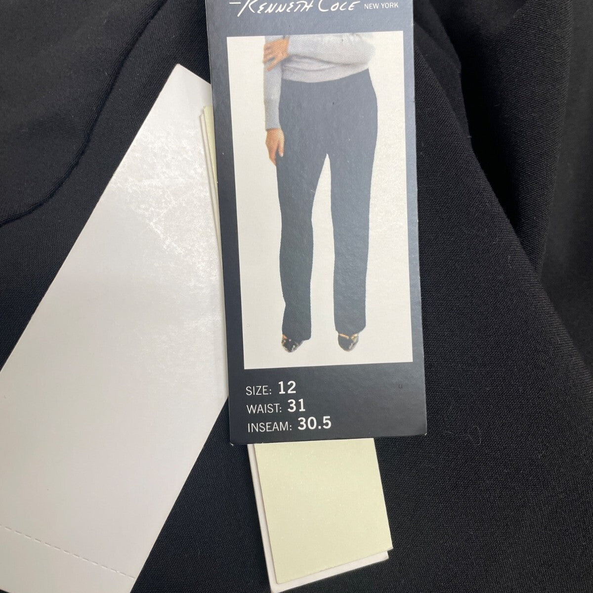 Kenneth Cole Women Black Dress Pants Short High-Waist Wide Leg Hook Sz 12 - New
