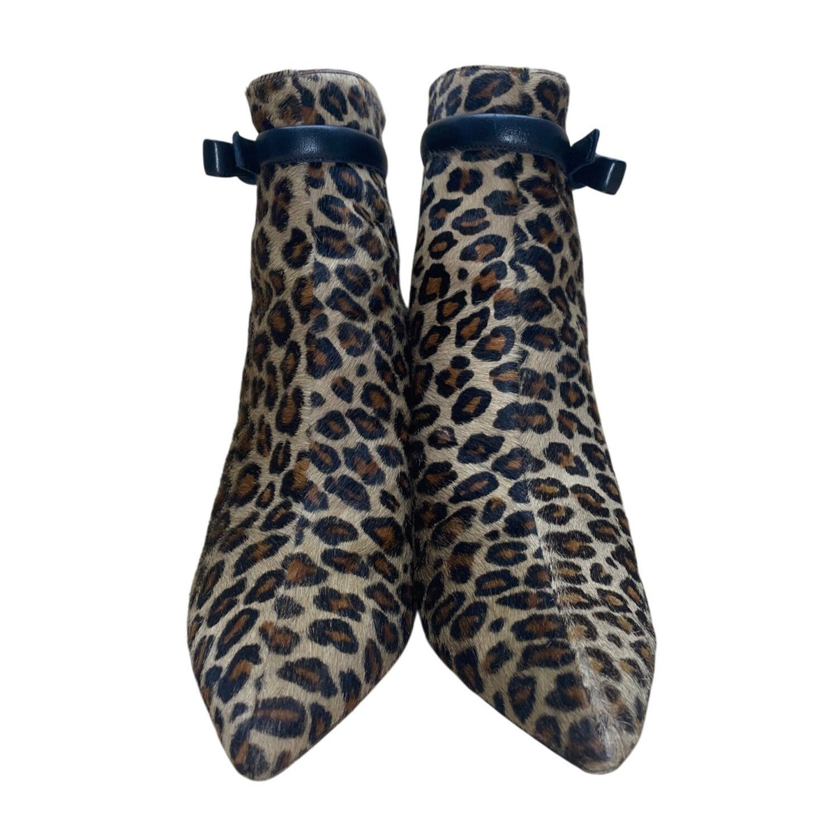 Kate Spade Women’s Leopard Calf Hair With Black Bow Accents Ankle Boots Size 8