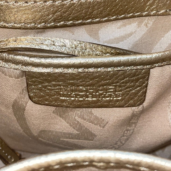 Michael Kors Women’s Gold Metallic Textured Leather Hobo Bag Logo Charm Accent