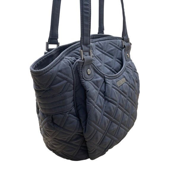 Vera Bradley Women’s Gray Quilted Nylon Zip Closure Double Strap Shoulder Bag