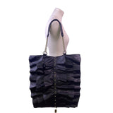 DSW Women’s Black Faux Leather Ruffle With Chain Straps Tote Bag