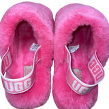 UGG Women’s Pink Fluffy Lamb Fur Strap Open-Toe Yeah Slide Sandals Size 9