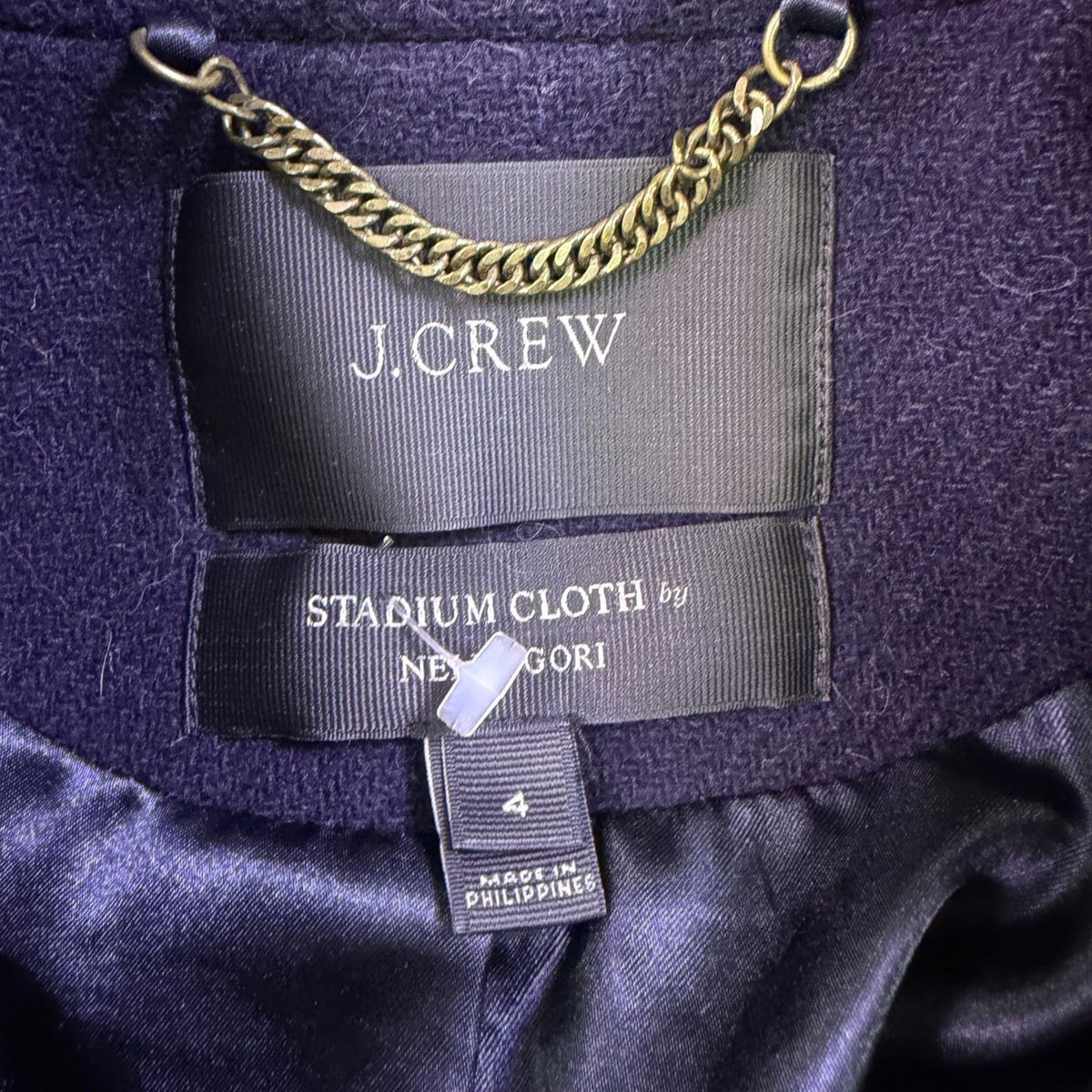 J.Crew Womens Navy Wool Blend Peacoat Stadium Cloth Gold Buttons Size 4 