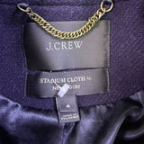 J.Crew Womens Navy Wool Blend Peacoat Stadium Cloth Gold Buttons Size 4 