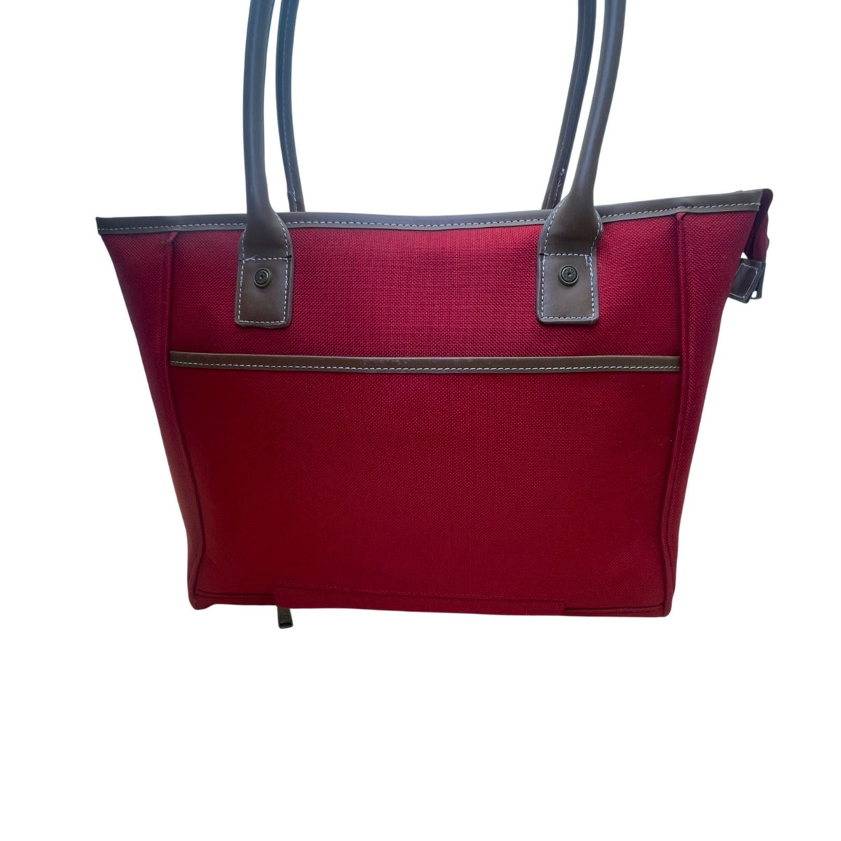 Tommy Hilfiger Women’s Red & Blue Canvas & Faux Leather Striped Accent Tote Bag