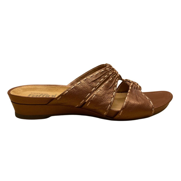 Umberto Raffini Women’s Copper Brown Leather Contessa Wedge Sandals Size 41