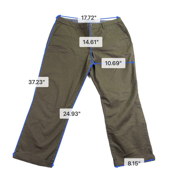 Tommy Hilfiger Womens Olive Cotton Stretch Chinos Pants  Straight Cut Size 16