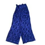Zara Woman Womens Blue Floral Wide-Leg Pants Drawstring Waist Size M