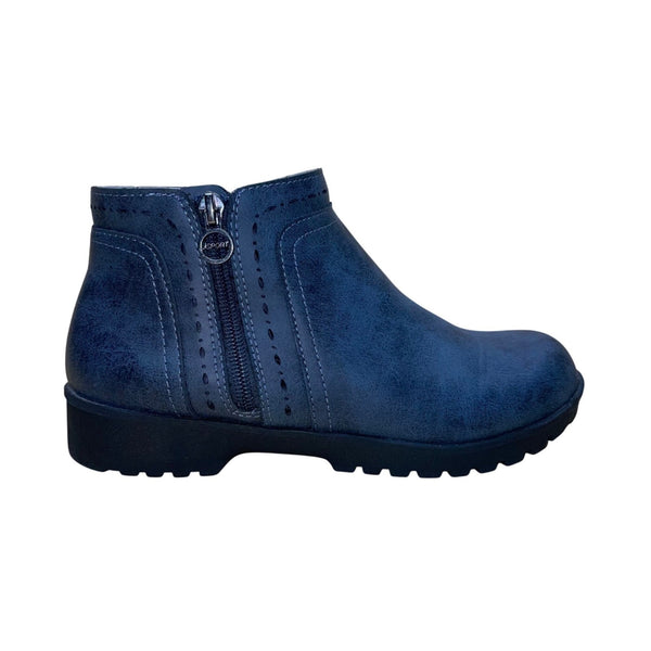 J Sport Women’s Blue Faux Leather Memory Foam Side Zip Jenna Ankle Boots Size 7M