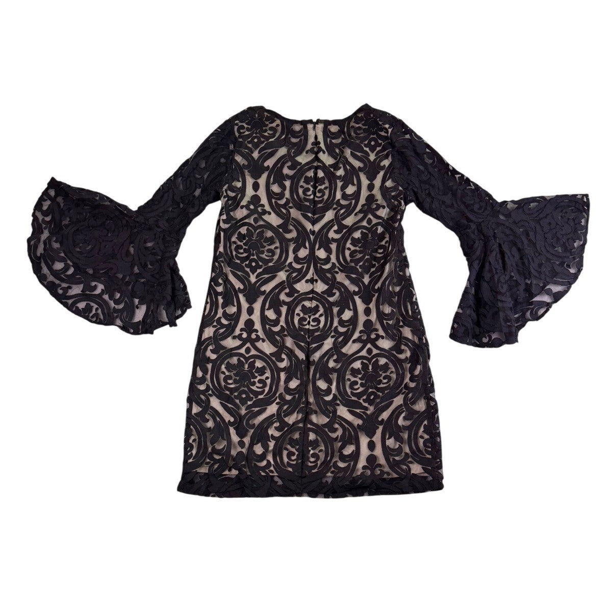 MSK Womens Black Lace Bell Sleeve Dress Polyester Blend Size 16