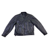 T-Traxx Mens Black Leather Jacket Zip-Up Quilted Lining Motorcycle Style Sz M